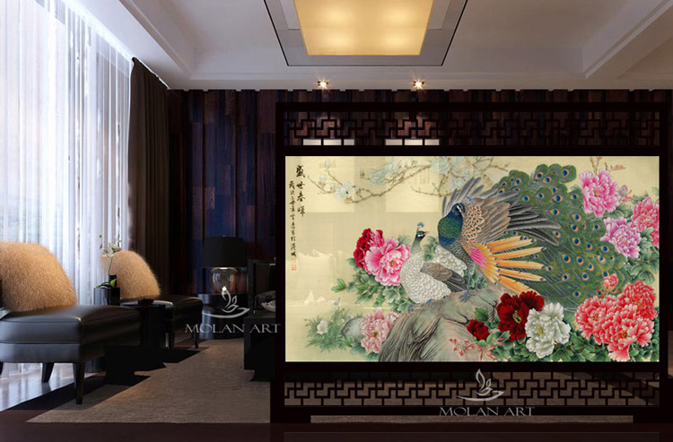
                                        定制胡桃木雕花屏风中式改善风水客厅餐厅隔断 九鲤戏荷 半透屏风                