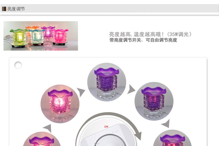 美思研四方格香薰灯 玻璃香蕈灯卧室香熏灯 水立方香熏灯绿色