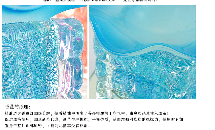 美思研四方格香薰灯 玻璃香蕈灯卧室香熏灯 水立方香熏灯绿色