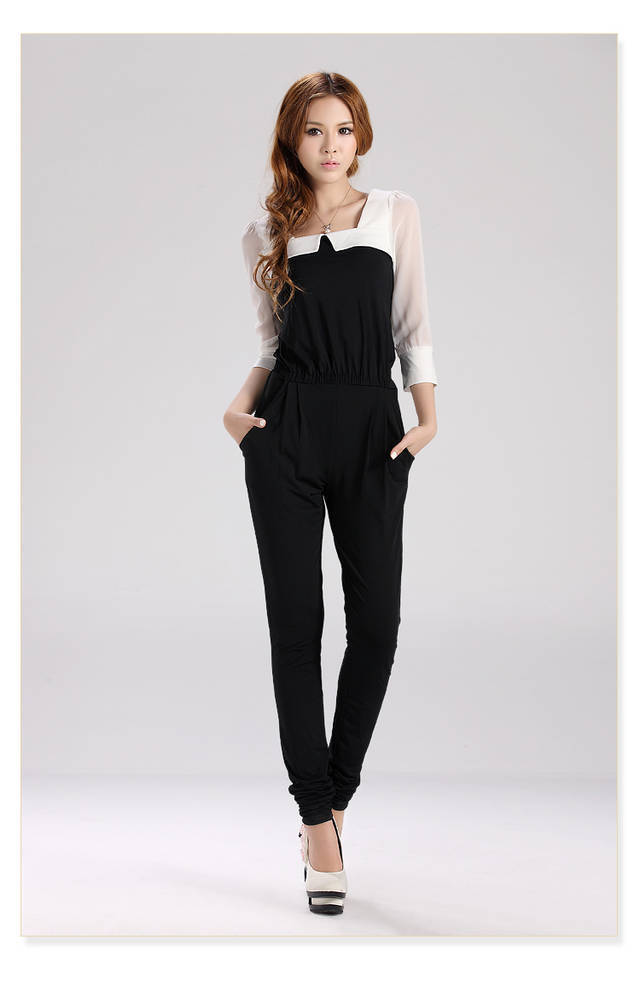 梦莉依 2013韩版女装 秋装新款雪纺连体裤连衣裤修身显瘦0879# 图片色