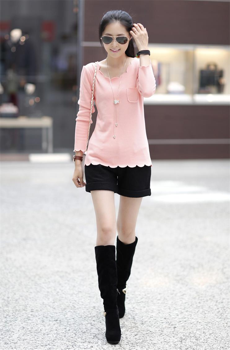 卡尔凯森 2013秋装新款 女装休闲修身加绒加厚棉长袖打底衫 黑色 xl