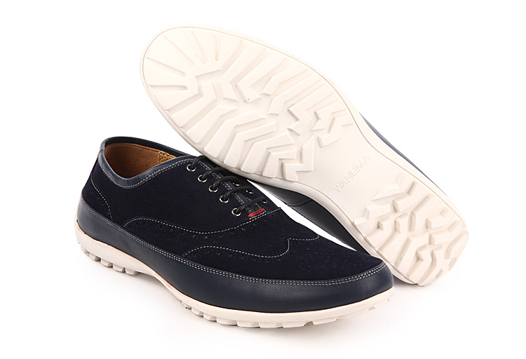 万里马wanlima2014春秋新品单鞋高档牛皮压花英伦时尚商务休闲简约尖