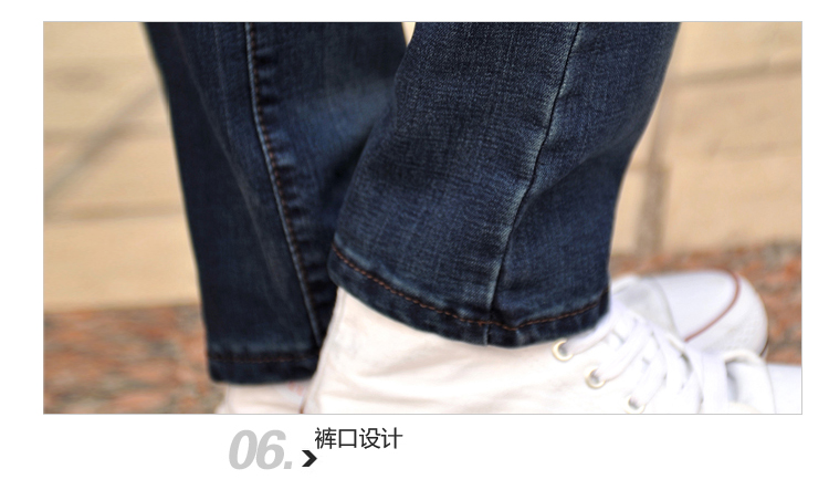 VEE 新款秋季韩版简约牛仔女裤中腰百搭显瘦女装直筒长裤子J611 深蓝色 26码/1尺9