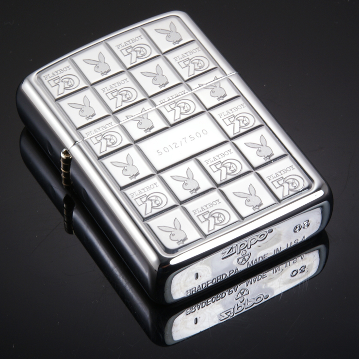 zippo打火机 sc1289 花花公子50周年纪念限量7500枚 盔甲加厚典雅木盒