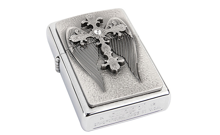 芝宝zippo打火机 镀铬拉丝/欧版贴章 2.003.179 天使十字架