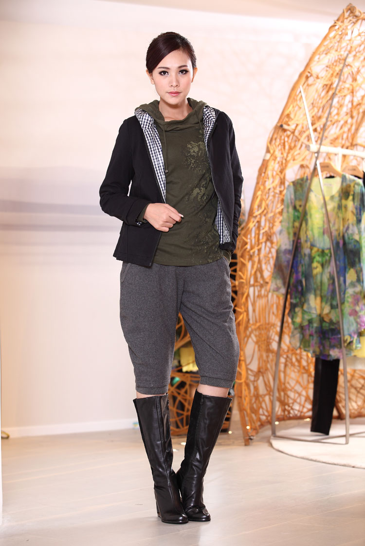 【京品年货】kavon卡汶 女装秋冬新款 六分休闲造型裤k11wh340 黑色