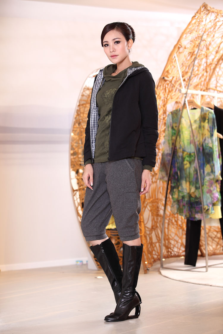 【京品年货】kavon卡汶 女装秋冬新款 六分休闲造型裤k11wh340 黑色