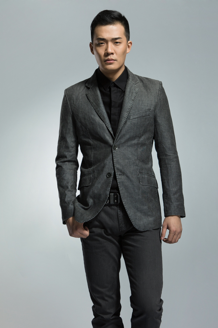 圣迪奥sdeer2013秋装新款男做旧亚麻修身西装2172237 灰/97 l(180/98)