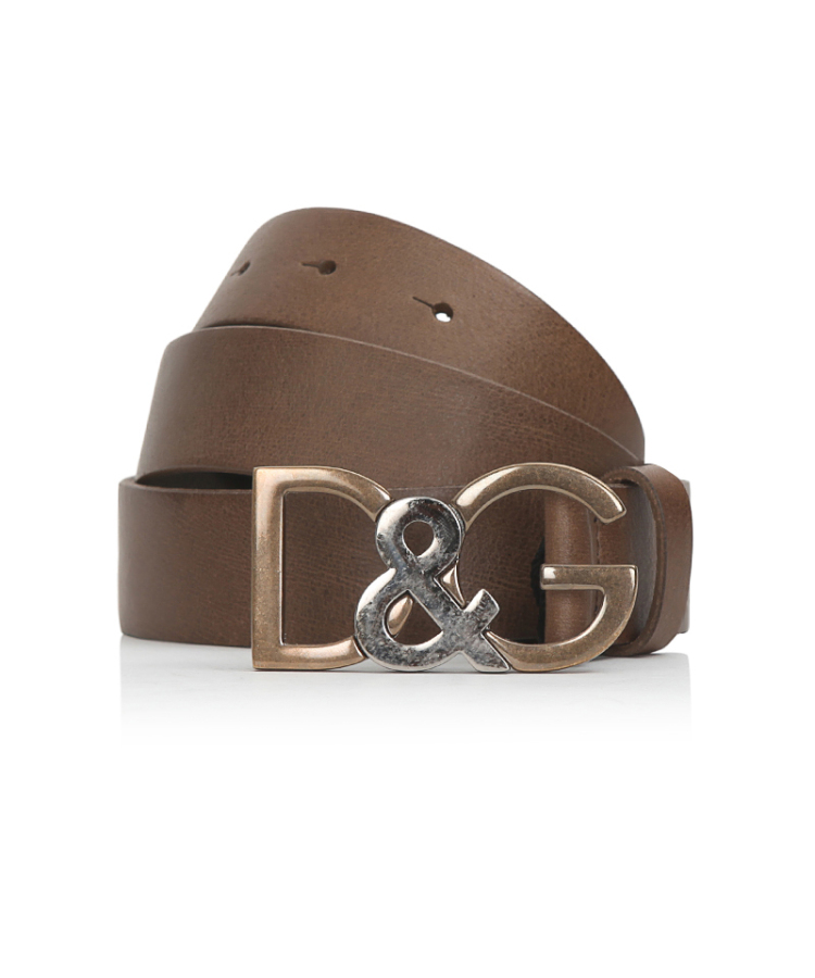 dolce&gabbana 杜嘉班纳 棕色牛皮logo带扣男士皮带