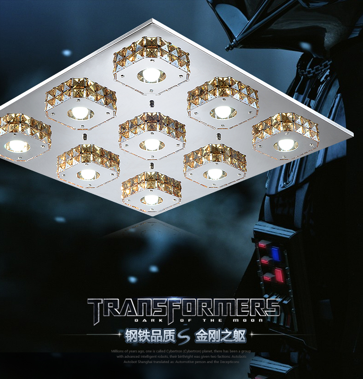 大气客厅长方形现代简约时尚led水晶灯卧室创意餐厅灯具饰吸顶灯MU1002 12头+3W白光LED