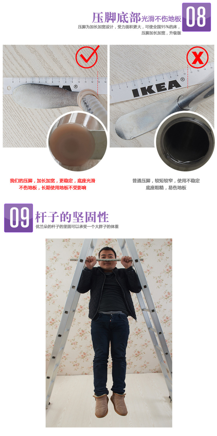 优兰朵蚊帐 落地不锈钢管三开门加粗支架宫廷方顶公主蚊帐 C9白色-25mm管 1.5m床