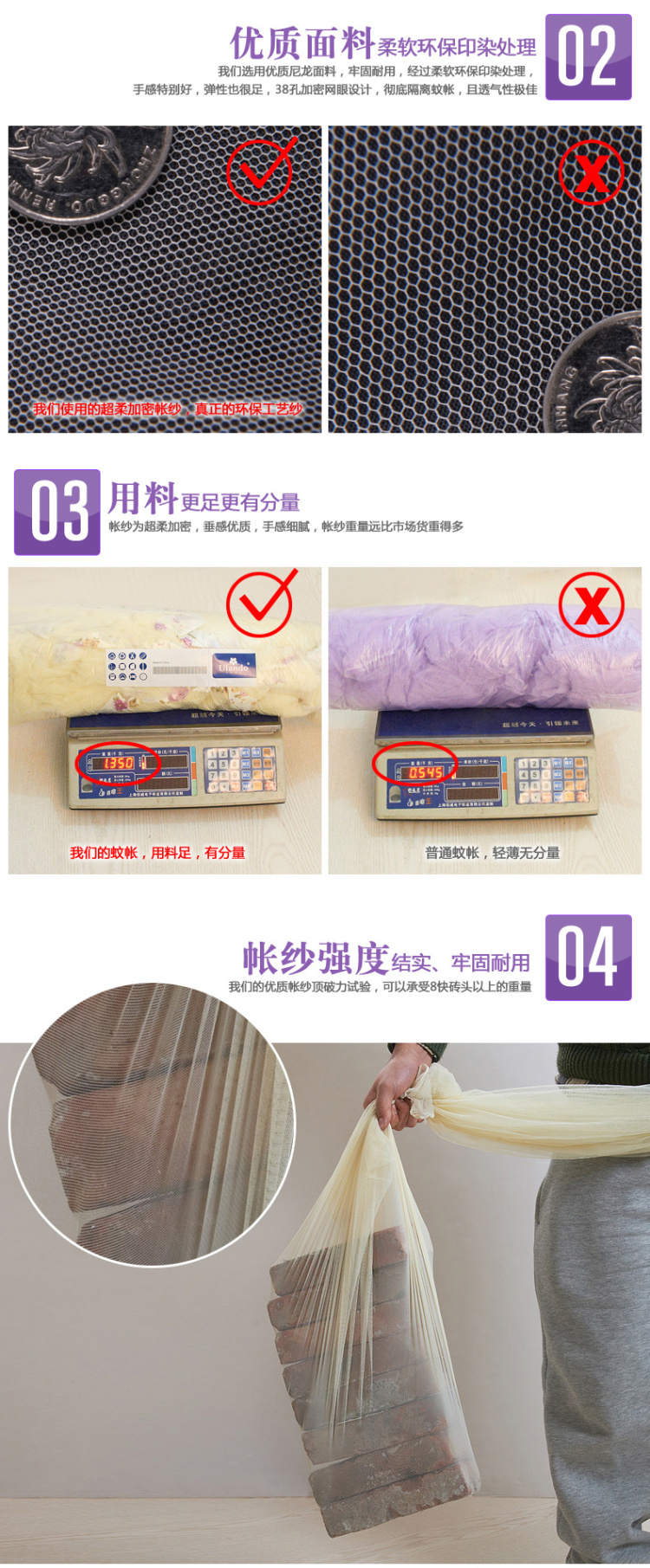 优兰朵蚊帐 落地不锈钢管三开门加粗支架宫廷方顶公主蚊帐 C9白色-25mm管 1.5m床
