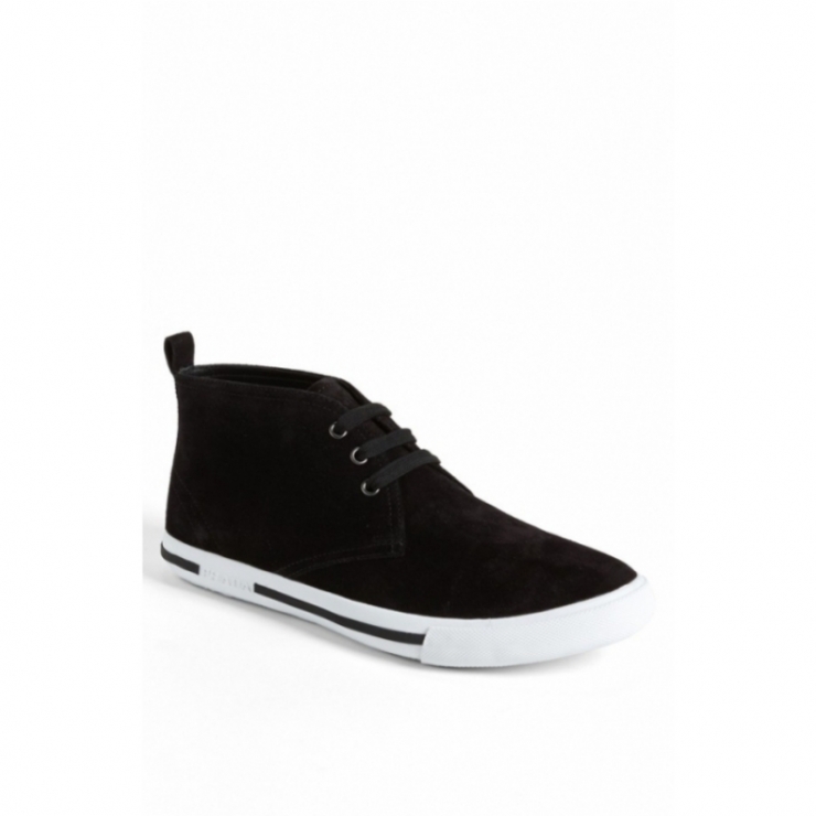 black suede  chukka-inspired styling defines a straight-lace 