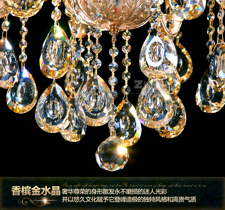 
                                        尊阁奢华锌合金云石水晶吊灯107别墅客厅餐厅卧室书房水晶灯 标准版 6头                