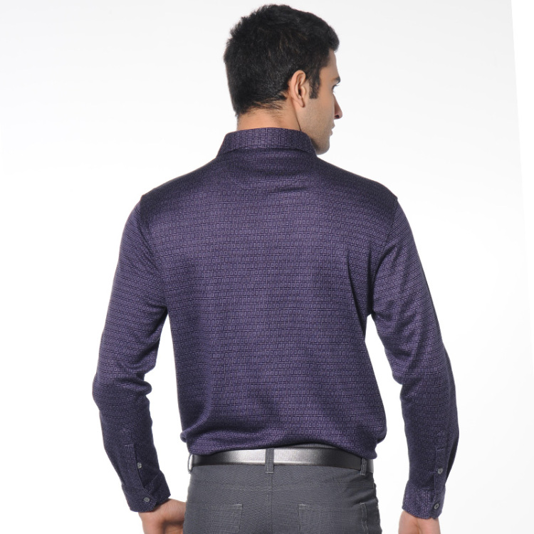 奥肯aoken 男士蚕丝羊毛混纺长袖t恤 23010 紫色 50