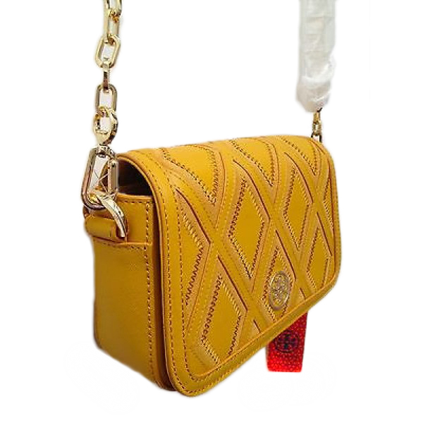 tory burch 托里·伯奇 女士菱格小号斜挎包 黄色 f