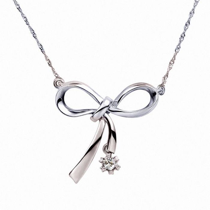 沐恩珠宝 18k金钻石镶嵌吊坠 连理结 赠18k金项链(附权威鉴定证书)