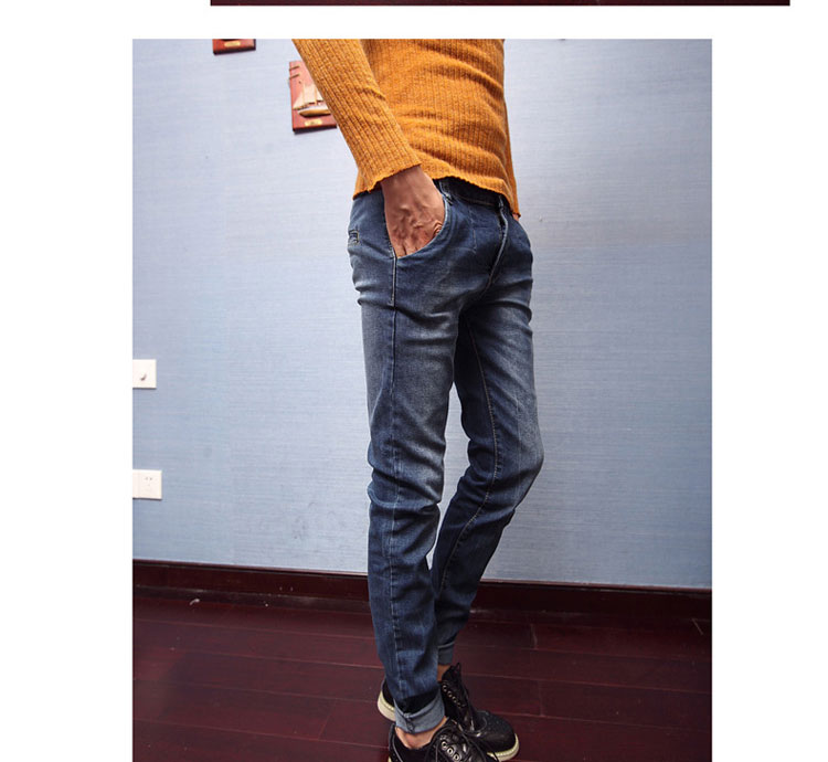 春季新品潮男弹力牛仔裤 新款低腰小脚牛仔裤 男潮韩版裤子 本色 29