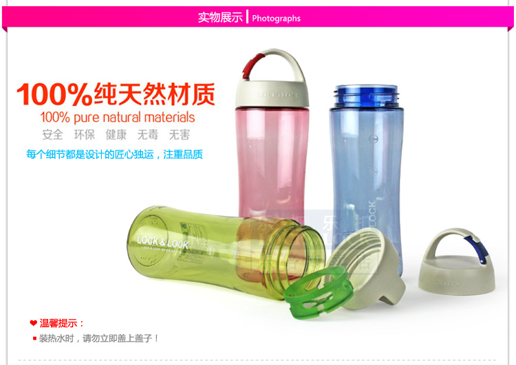 
                                        乐扣乐扣（LOCK&LOCK） 水杯运动水壶塑料便携创意防漏随手杯茶杯子塑料水杯 HLC801T蓝色500ml                