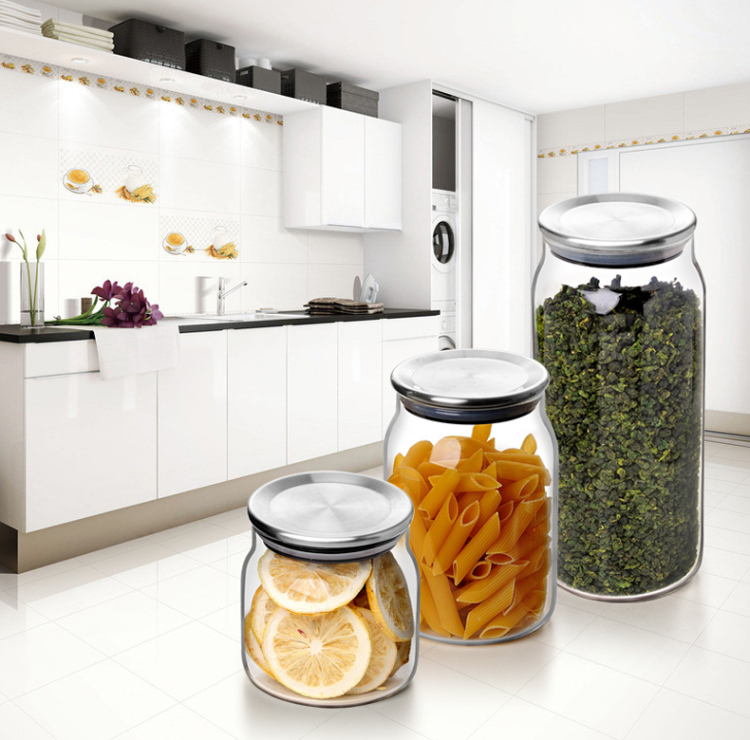 
                                        左茗右器 耐热玻璃茶叶罐 透明储物罐 奶粉罐 大中小号 密封罐 900ML                