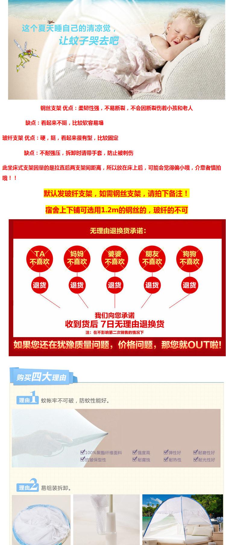 
                                        迪菲娜家纺（DIFEINA)蚊帐两开门加密蒙古包1.8米 1.5米床 908-白色蓝边 180*200*165cm                