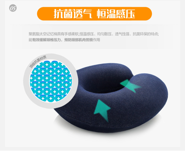 
                                        乐之小镇 豪华U型枕头 记忆棉午休午睡枕头护颈枕 旅行枕 舒缓藏青色                