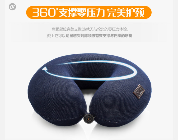 
                                        乐之小镇 豪华U型枕头 记忆棉午休午睡枕头护颈枕 旅行枕 舒缓藏青色                