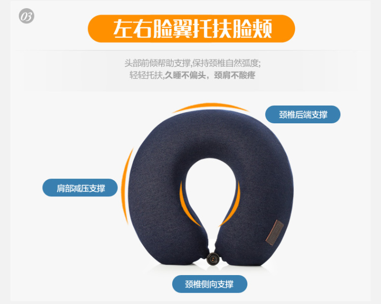 
                                        乐之小镇 豪华U型枕头 记忆棉午休午睡枕头护颈枕 旅行枕 舒缓藏青色                