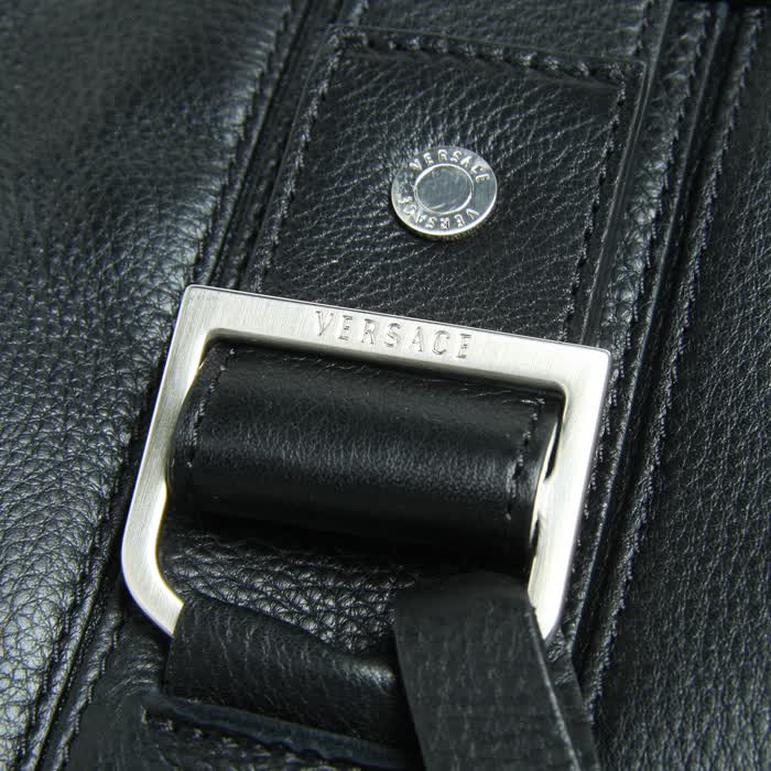 versace 范思哲 男士黑色回形纹横款手提旅行包 d