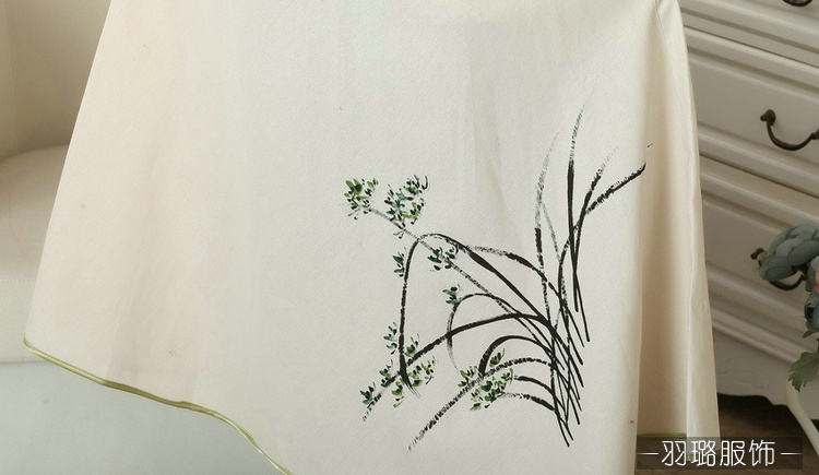 
                                        杰塞威斯 女装民族风棉麻手绘大摆裙 长裙半身裙女A字裙子 TP0011# 如图 M                