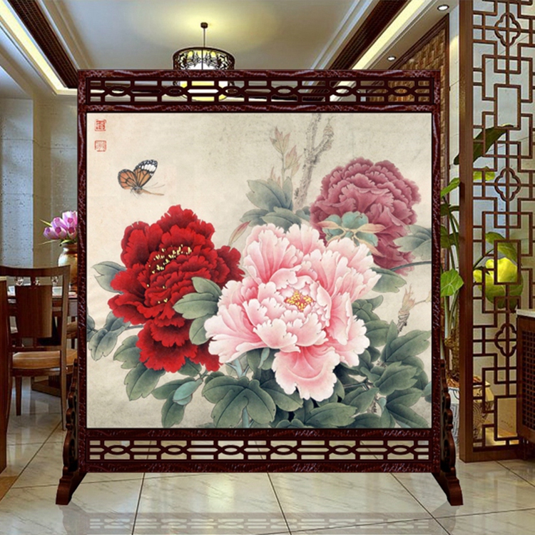 
                                        私人定制 中式镂空雕花屏风 玄关办公室隔断 摄影  木质双面 1-1 180*180cm                