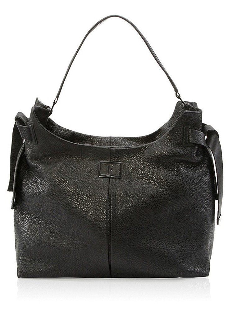 gf ferre 费雷黑色牛皮材质纯色女士手提包