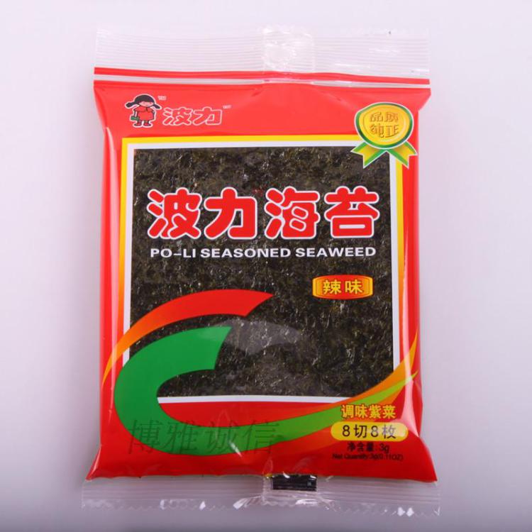 波力海苔3克袋装辣味 健康美味