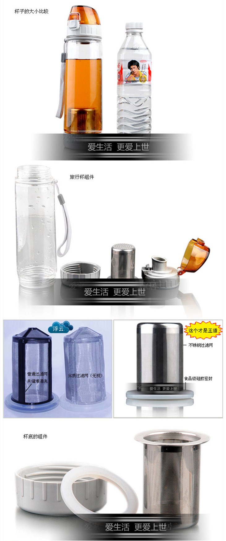 
                                        斌俊 摔不坏旅行杯/茶杯 运动水杯 杯随手茶杯水杯 不锈钢内胆杯子 600ML 宝蓝色 旅行杯                