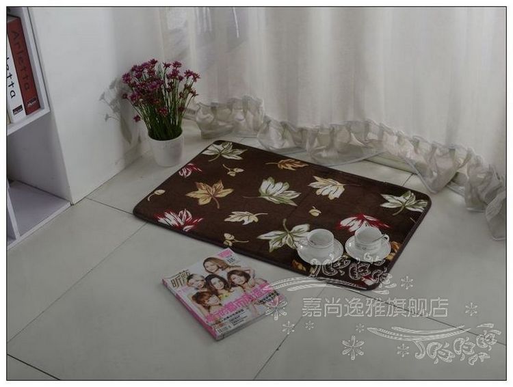 嘉尚逸雅 精美地垫 防滑门垫 超柔软家用脚垫 可水洗 时尚咖啡枫叶 0.5*0.8米买二赠一