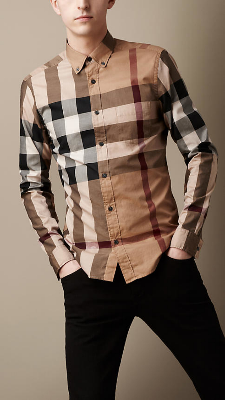 burberry巴宝莉新款男装/衬衫 长袖格子修身38877211 xl