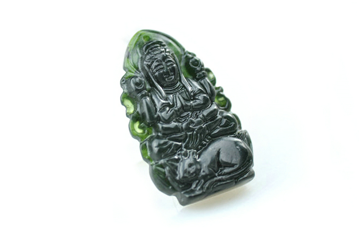 妃晶 纯天然墨玉 生肖兔吊坠 辟邪转运水晶吊坠