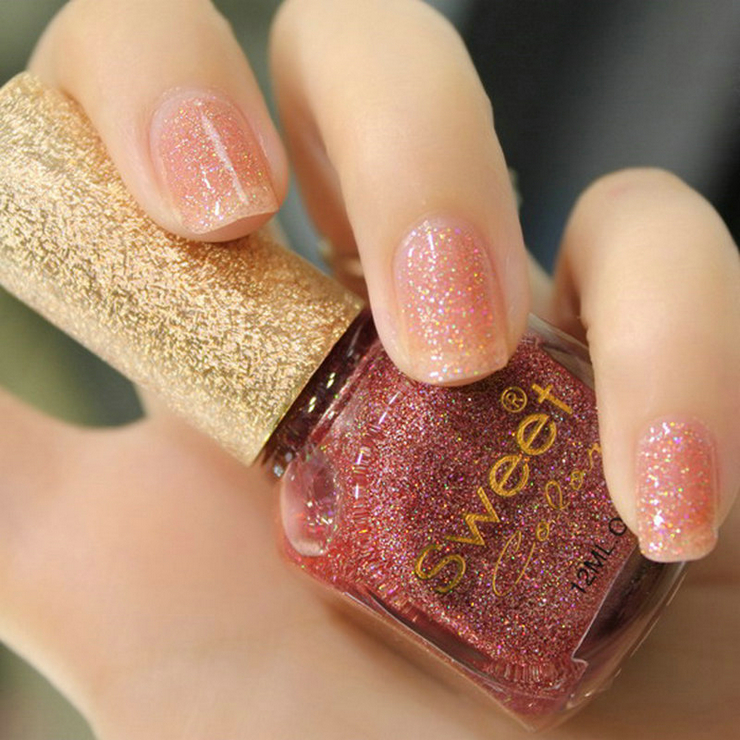 sweet color环保指甲油 糖果色七彩钻石系列 闪耀金橘-s294 12ml