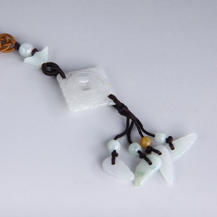 沐恩 天然a货翡翠 八面玲珑 手机链 1675