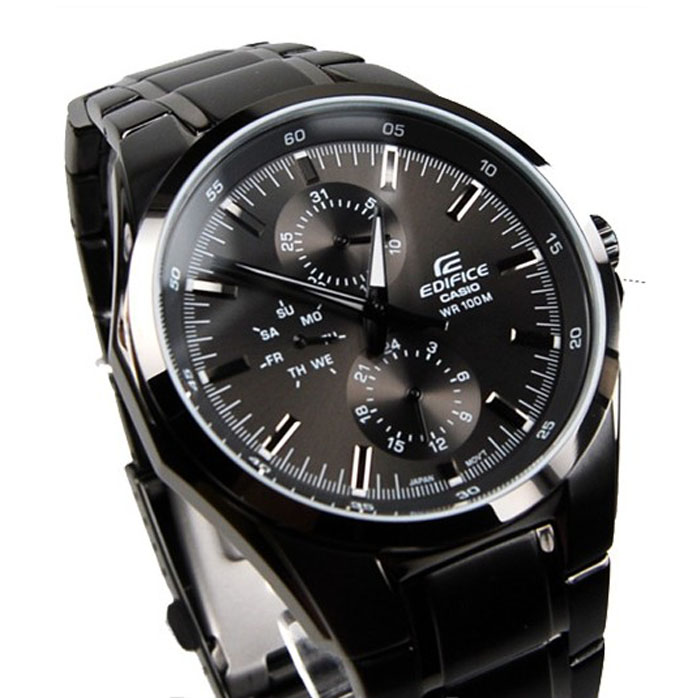 casio 卡西欧男表 2012新款时尚三眼黑钢指针男表 ef-339bk-1a1 价格