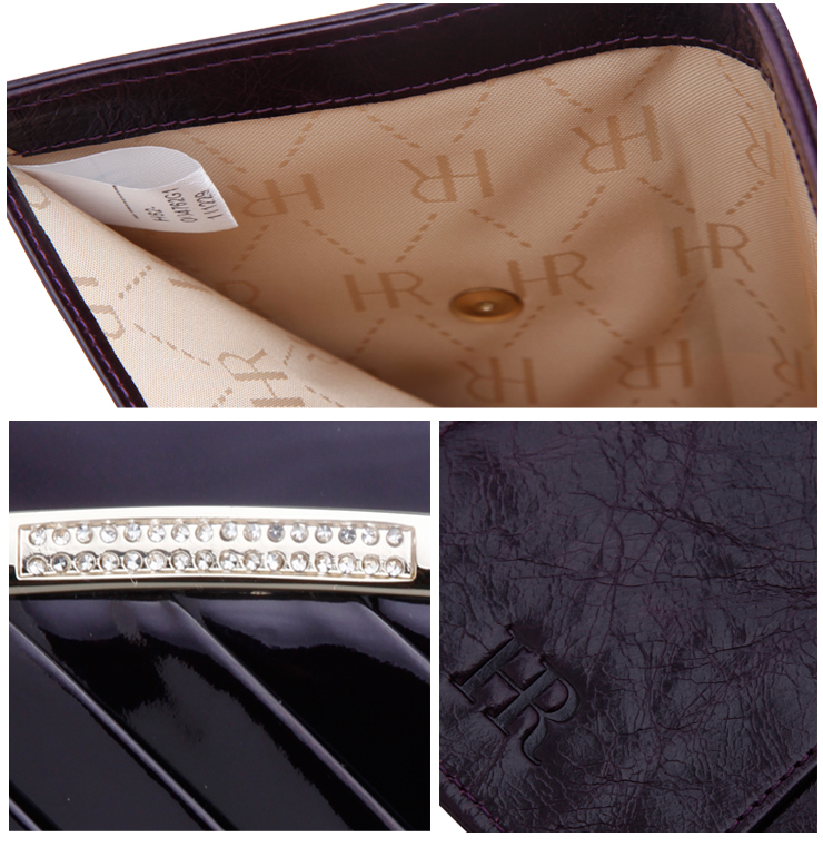 hr赫莲娜漆皮光面牛皮中长款女士三折钱包h62-004762g1紫色