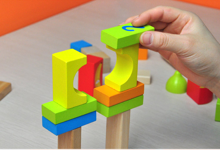 特宝儿 80粒水果数字积木玩具 儿童积木经典款益智积木木制 宝宝玩具