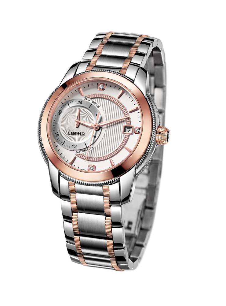 依波表(ebohr)光环系列 07215452 镶钻表面 实心钢带 单独24小时显示