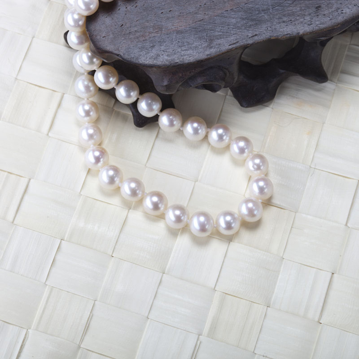 5-8mm 近正圆 天然珍珠项链0076(附鉴定证书) 48cm
