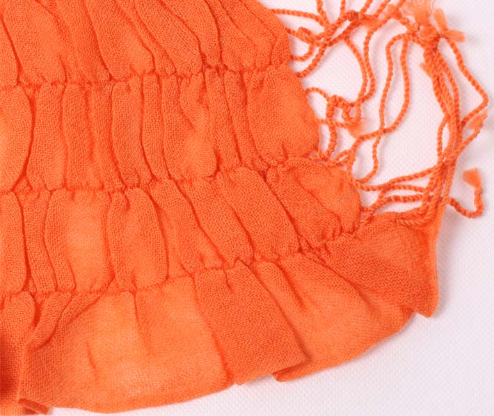 绒之尚语 新款纯色韩版荷叶巾唯美rwg-1 橘色