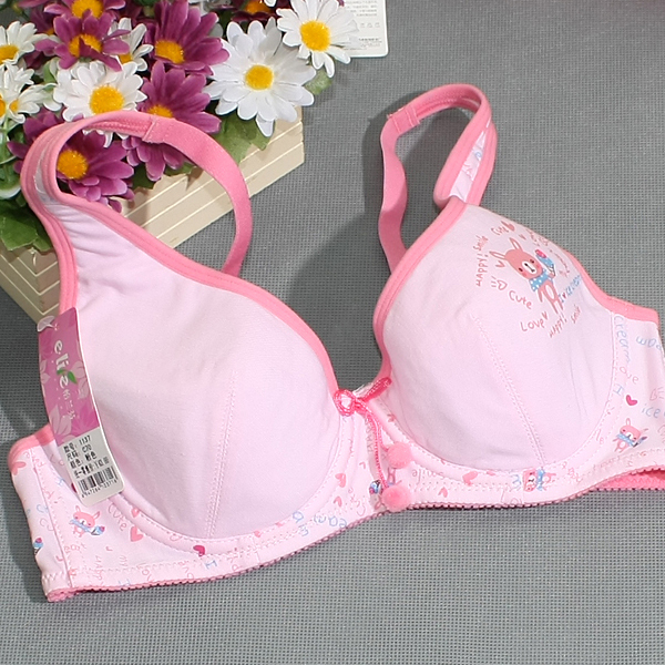 内衣 文胸 怡兰芬少女文胸发育期软钢圈薄款纯棉聚拢大.