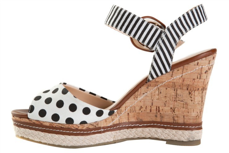 lavis lavie 乐薇 甜蜜波普 甜蜜波点条纹布面坡跟女鞋 fyle224107047