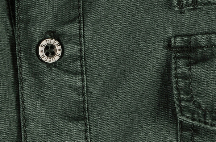 圣迪奥 sdeerhe 男装夏军装风做旧纯棉休闲衬衫2270452 暗橄榄绿 m