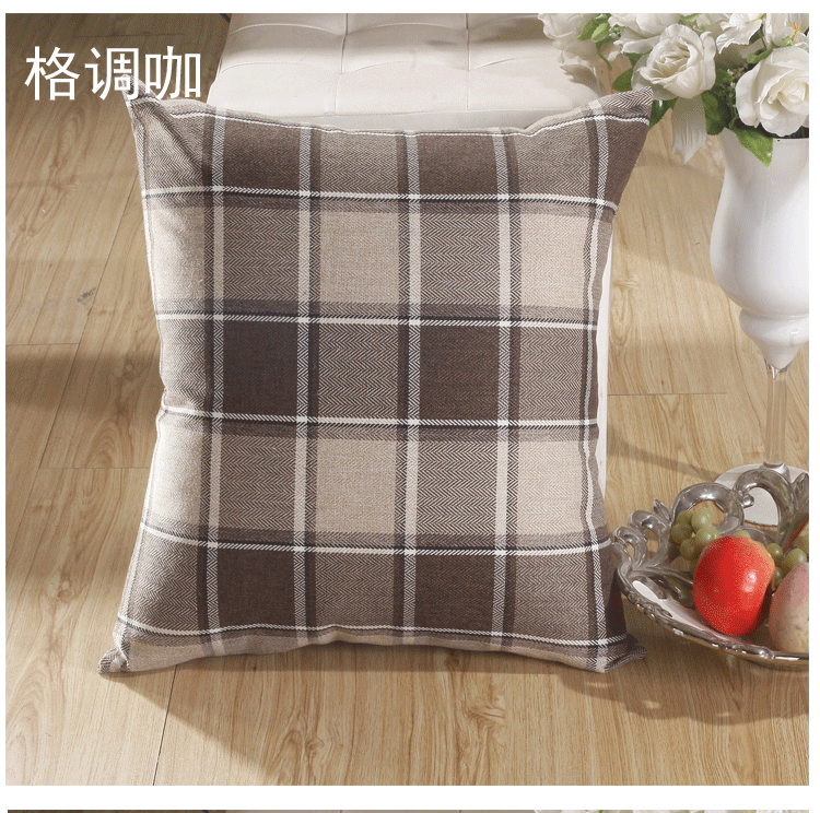 米嘟家纺 麻纱抱枕（含芯）抱枕套 55*55cm 可机洗 汽车靠垫办公室抱枕 格调绿 55cm*55cm抱枕芯