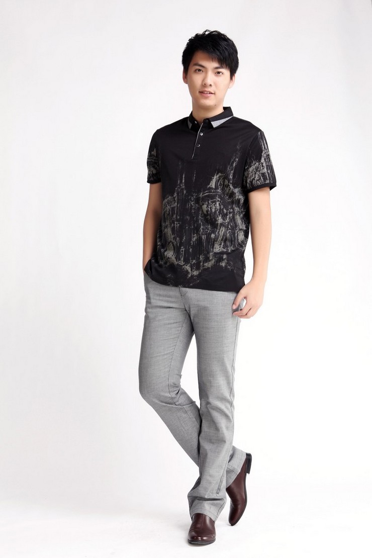 【步云男装】顺滑透气 涂鸦印花 丝光棉 纯棉polo衫 bt272 如图 180